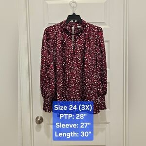 ELOQUII Elements Satin Top with Keyhole Detail, NWT, Size 24 (3X)